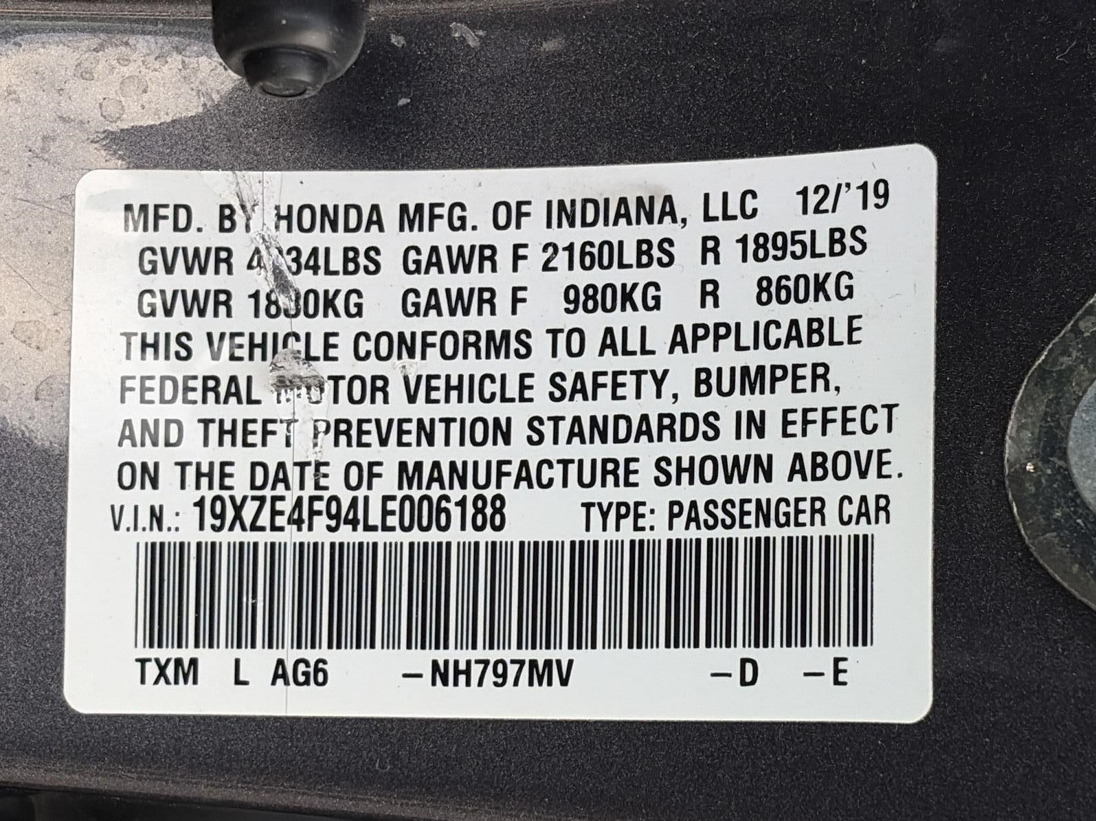 2020 Honda Insight Touring CVT