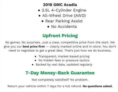 2018 GMC Acadia AWD 4dr SLT w/SLT-1