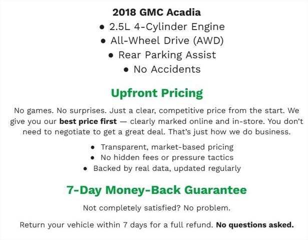2018 GMC Acadia AWD 4dr SLT w/SLT-1