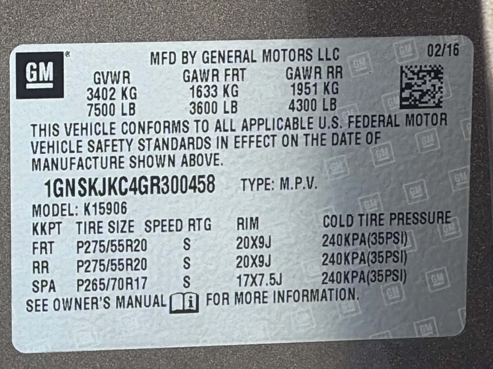 2016 Chevrolet Suburban 4WD 4dr 1500 LTZ