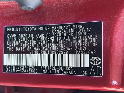 2017 Toyota Corolla SE Manual