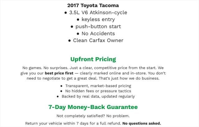 2017 Toyota Tacoma TRD Sport Double Cab 5' Bed V6 4x4 AT