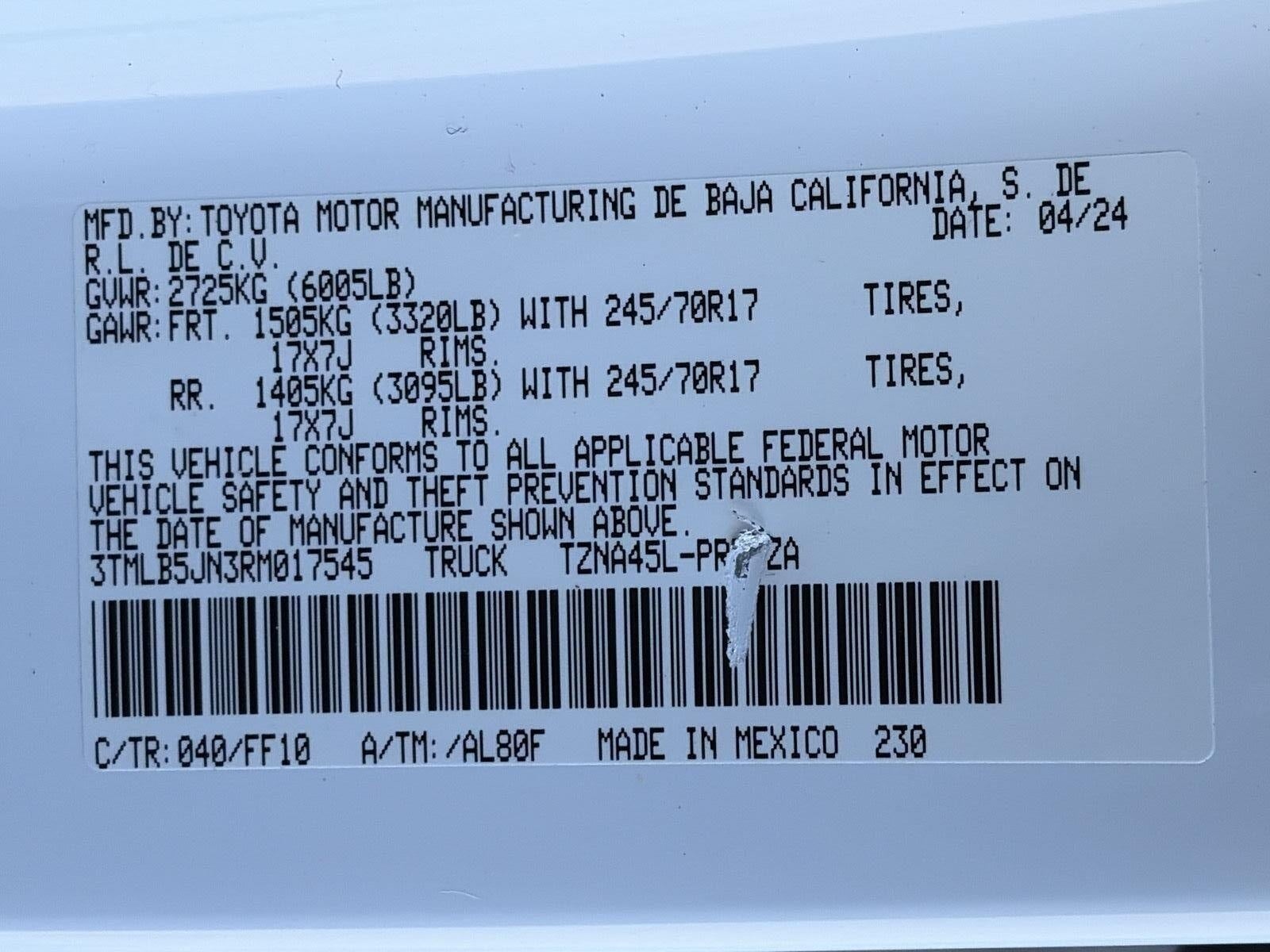 2024 Toyota TACOMA 4WD SR5