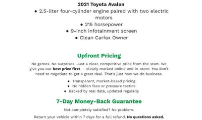 2021 Toyota Avalon Hybrid XSE FWD