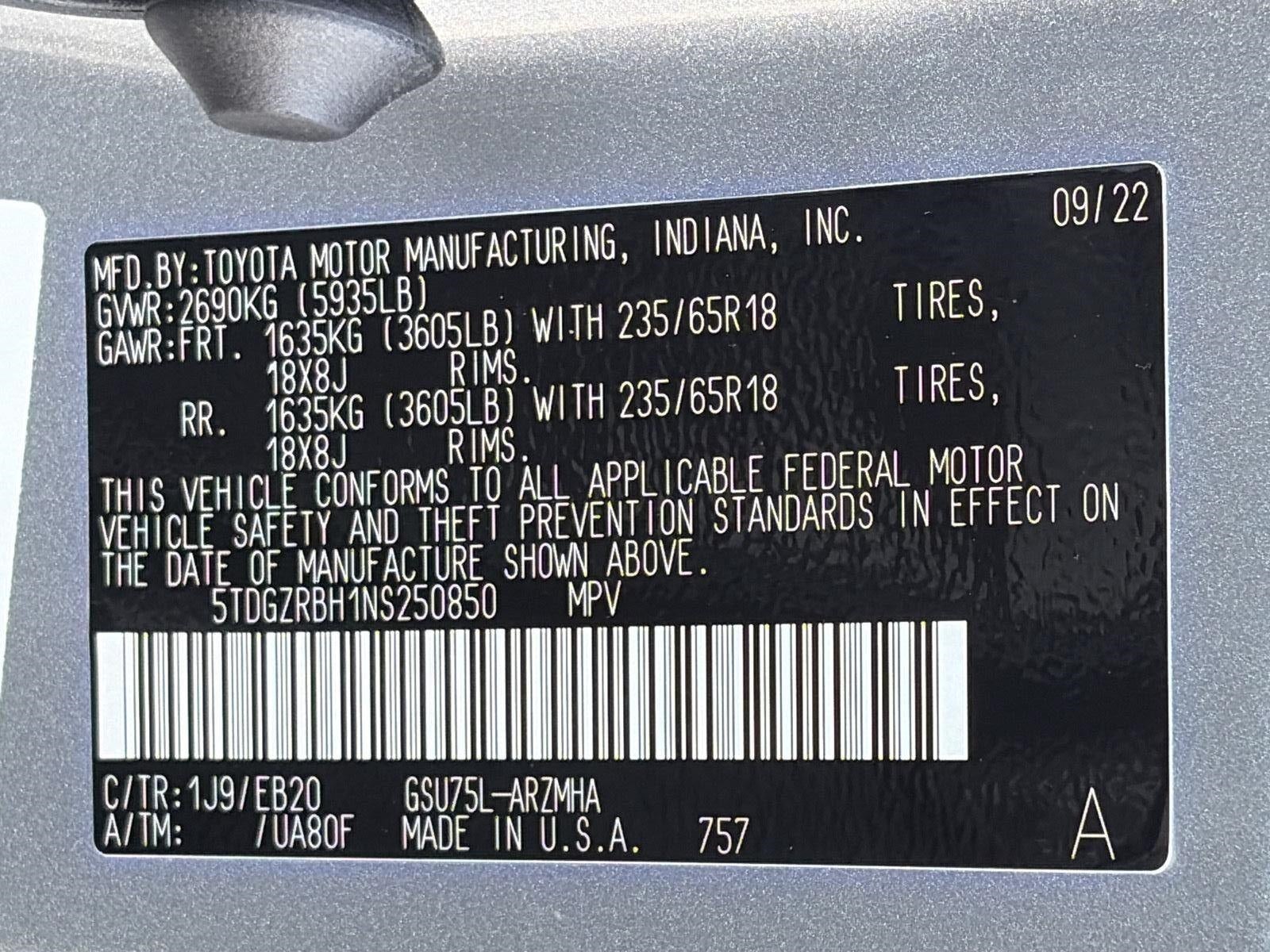 2022 Toyota Highlander XLE AWD