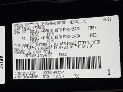 2021 Toyota Tundra 4WD Platinum CrewMax 5.5' Bed 5.7L