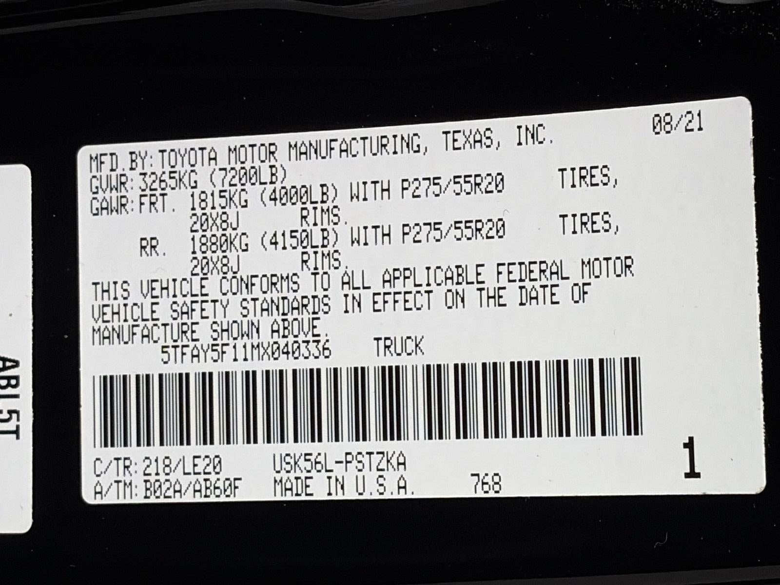 2021 Toyota Tundra 4WD Platinum CrewMax 5.5' Bed 5.7L