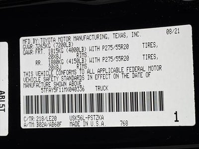2021 Toyota Tundra 4WD Platinum CrewMax 5.5' Bed 5.7L
