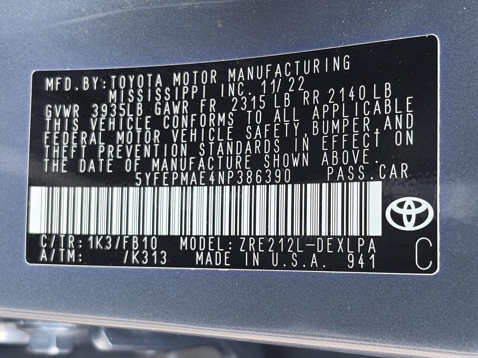 2022 Toyota Corolla LE CVT